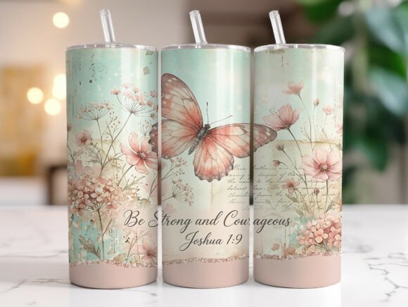 Butterfly Scripture Floral Tumbler Graphics & Wraps