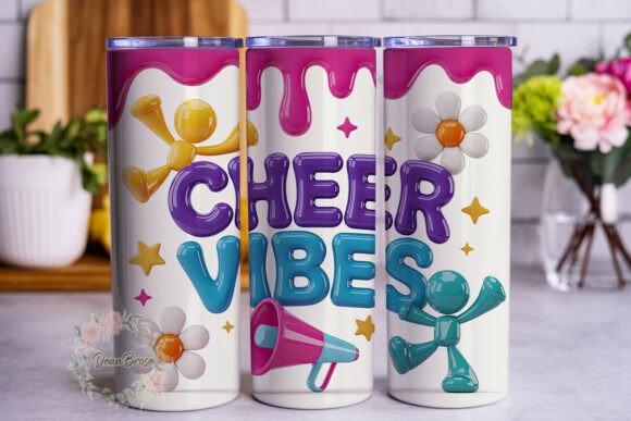 Cheer Vibes Puffy Letters: Tumbler Wraps Graphics