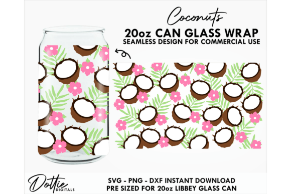 Coconuts 20oz Glass Can Wrap SVG – Graphics & Tumbler Wraps