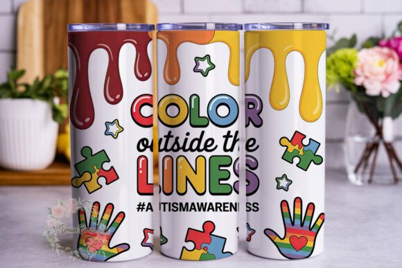 Colorful Autism Awareness 20oz Tumbler Wraps Graphics Review