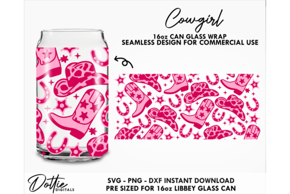 Cowgirl Rodeo 16oz Glass Can Wrap SVG Review