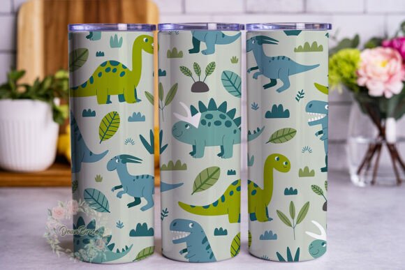 Cute Dino Pattern Tumbler Wraps Graphics for Publishers