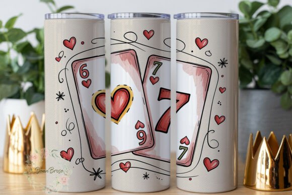 Cute Hearts Playing Cards 20oz Tumbler Graphics and Wraps