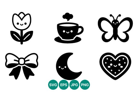 Cute Smiling Flower Cup Butterfly Bow: Illustrations & Graphics Review