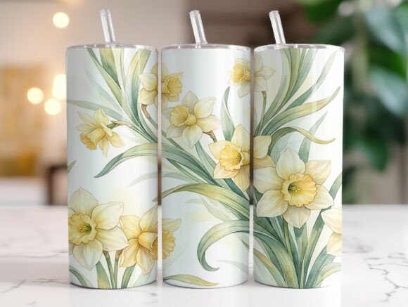 Daffodil Floral Graphics for Tumbler Wraps