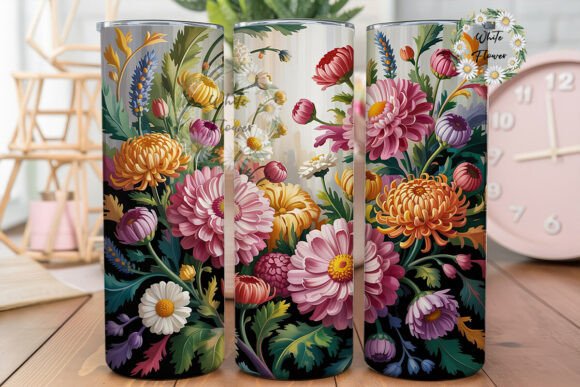 Elegant Floral Bloom 20oz Tumbler Wrap: Graphics & Tumbler Wraps