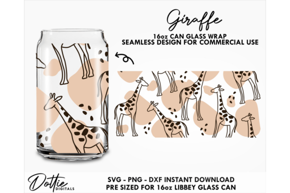 Giraffe 16oz Glass Can Wrap: SVG Graphics for Tumbler Wraps