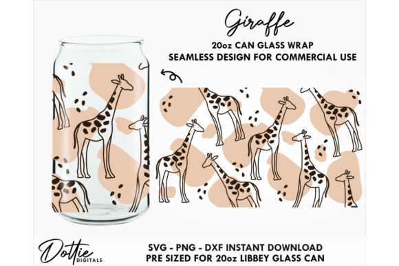 Giraffe 20oz Glass Can Wrap SVG: Graphics for Tumbler Wraps