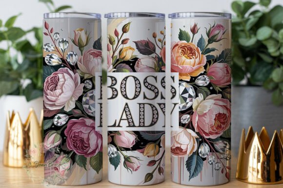 Glam Boss Lady Roses Tumbler Wrap Graphics