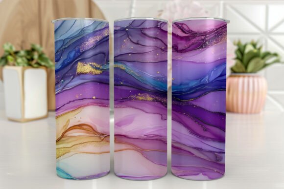 Gold and Silver Marble Art Tumbler: Graphics for Tumbler Wraps