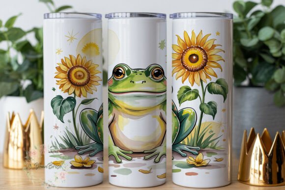 Happy Frog Sunflower Tumbler Wrap: Graphics & Branding