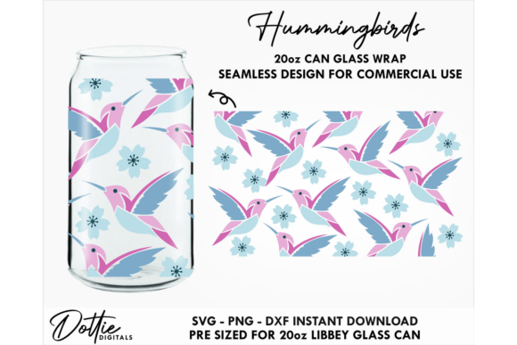 Hummingbirds 20oz Glass Can Wrap SVG – Graphics for Tumbler Wraps