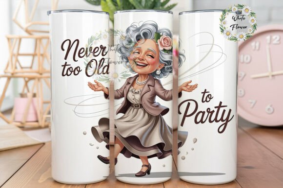 Joyful Dancing Granny Tumbler Wraps Graphics for Branding