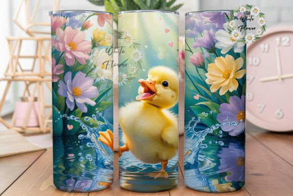 Joyful Duckling Splash Tumbler Wrap Graphics