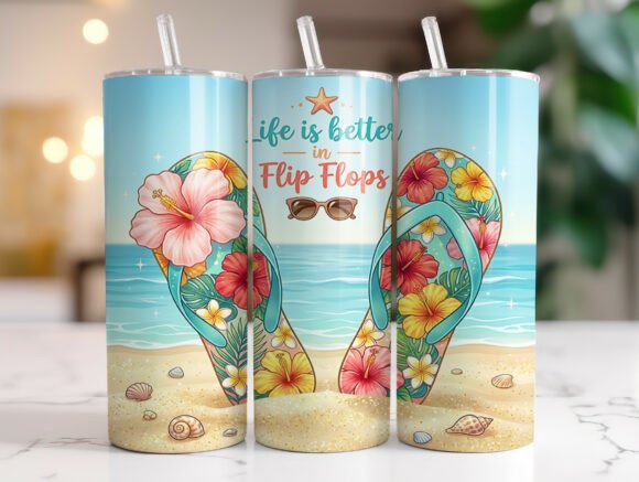 Life is Better in Flip Flops Tumbler PNG