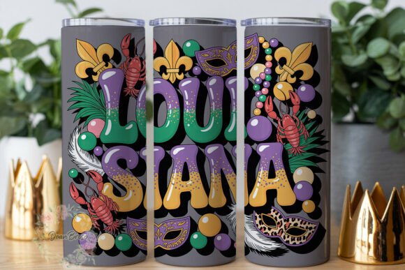 Mardi Gras Festive LOUISIANA Tumbler Graphics Wraps