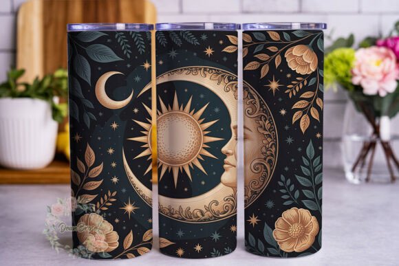 Moon Sun Floral Mystical Tumbler Wraps Graphics Review