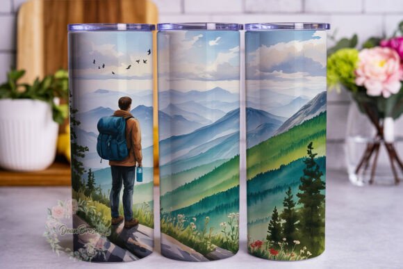 Mountain Hike Watercolor Tumbler Wraps and Graphics