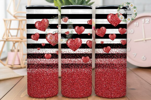 Red Glitter Hearts Striped: Graphics & Tumbler Wraps Review