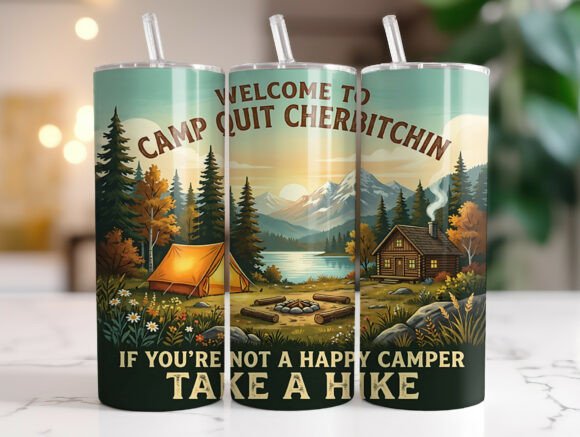 Sarcastic Camping Quote Tumbler Wrap PNG for Graphics