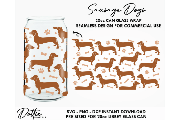 Sausage Dog 20oz Glass Can Wrap SVG Graphics Review