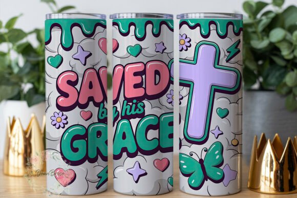 Saved by His Grace: Tumbler Wrap Graphics Asset