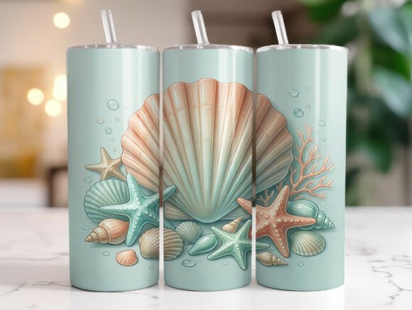 Seashell Starfish Tumbler Wrap Graphics