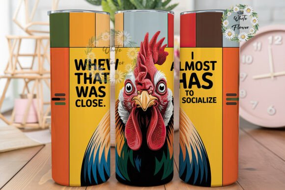 Socializing Rooster Graphics for Tumbler Wraps