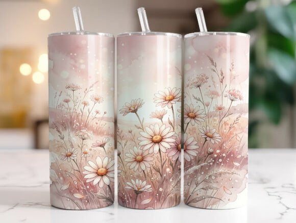 Soft Daisy Wildflower Pastel Tumbler PNG: Tumbler Wrap Graphics Review