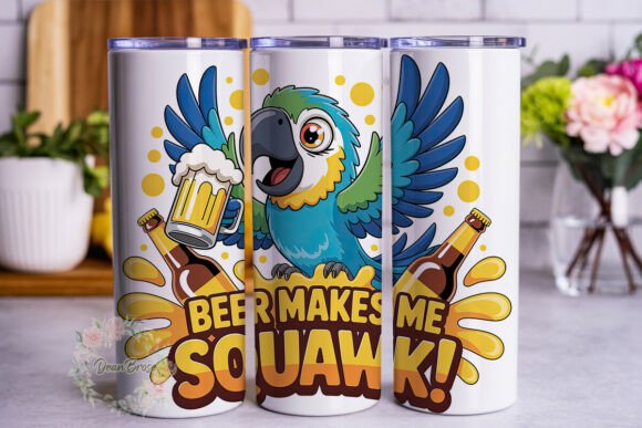 Squawking Parrot Beer Tumbler Wrap Graphics for Brands