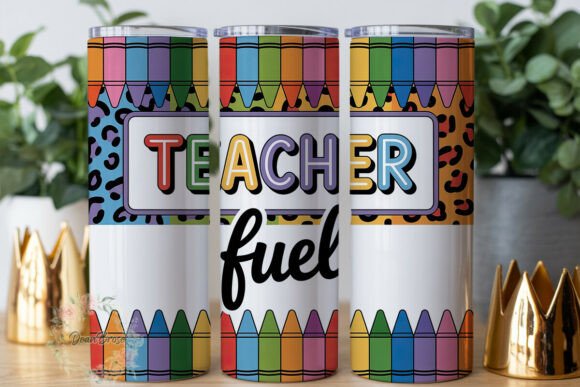 Teacher Fuel Leopard Crayons: Graphics & Tumbler Wraps