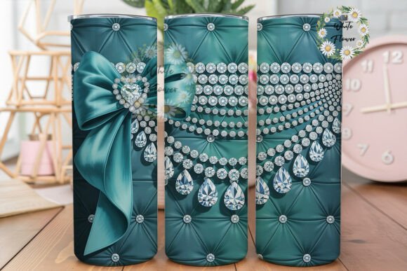 Teal Gemstone Bow Tumbler Wrap Graphics Review
