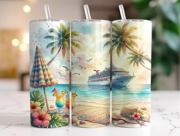 Tropical Cruise Beach Scene: A Tumbler Wrap Graphics Review