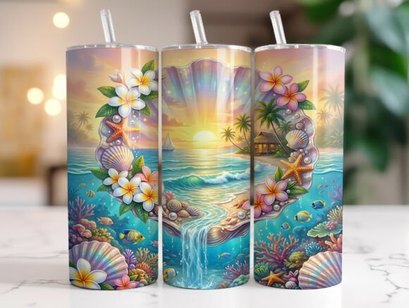 Tropical Seashell Floral Tumbler Wrap: Graphics & Tumbler Wraps Review