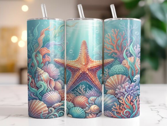 Underwater Starfish Seashell Tumbler Graphics & Wraps