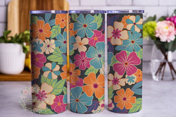Vibrant Floral 20oz Tumbler Wrap Graphics