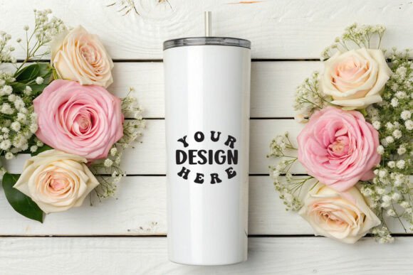 White Skinny Tumbler Mockup: Product Mockups & Graphics Review